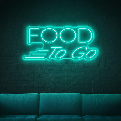 Food To Go Teal Led Neon Sign For Indoor Restaurant Decor | Shineneon
