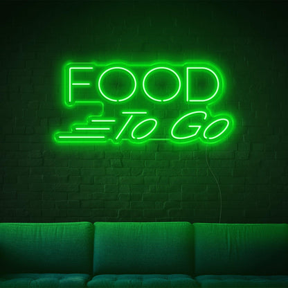 Food To Go Teal Led Neon Sign For Indoor Restaurant Decor | Shineneon