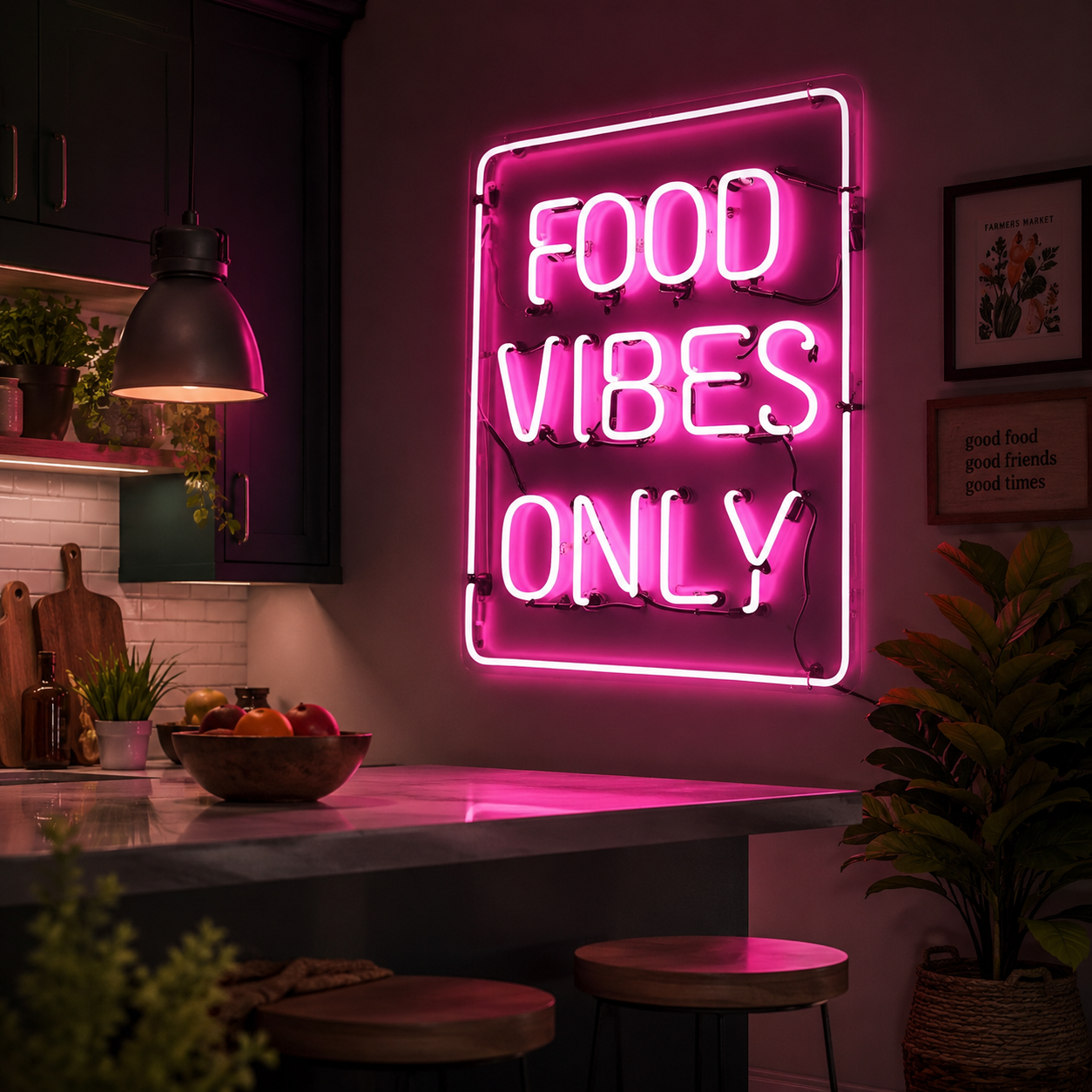Food Vibes Only LED Neon Sign - 03 Real Lifestyle Scene