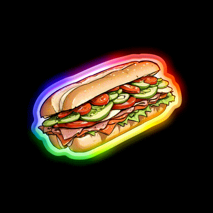 Foot Long Sandwich Fast Food Led Neon Sign For Burger Place Rgb Color - LED neon sign close-up detail