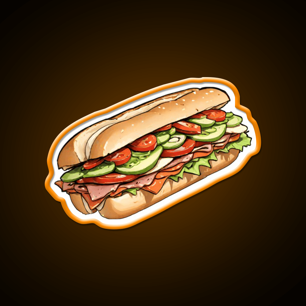 Foot Long Sandwich Fast Food Led Neon Sign For Burger Place Rgb Color - Shineneon
