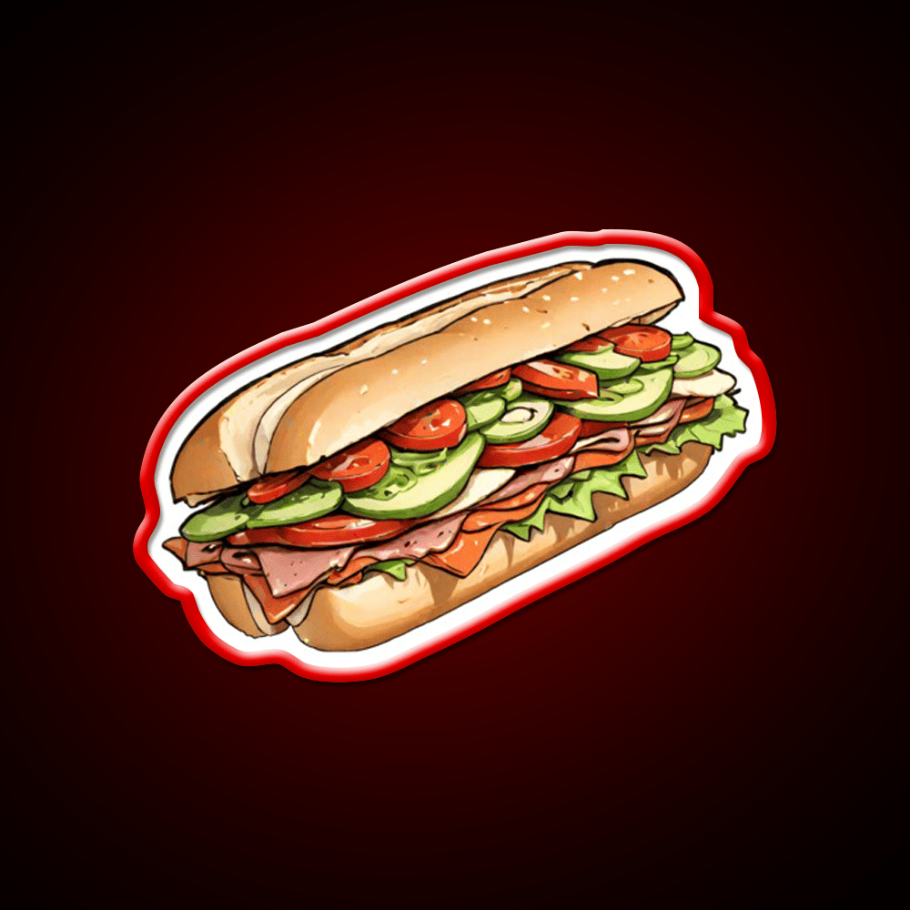 Foot Long Sandwich Fast Food Led Neon Sign For Burger Place Rgb Color - Shineneon