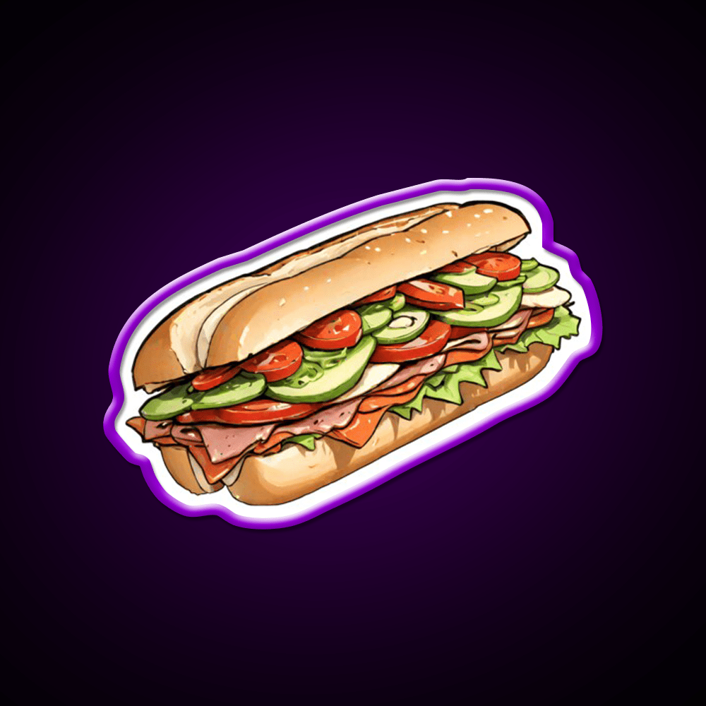 Foot Long Sandwich Fast Food Led Neon Sign For Burger Place Rgb Color - Shineneon