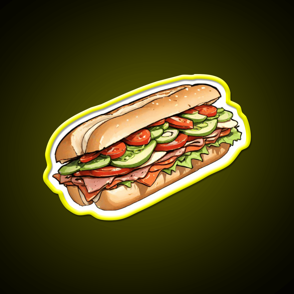 Foot Long Sandwich Fast Food Led Neon Sign For Burger Place Rgb Color - Shineneon