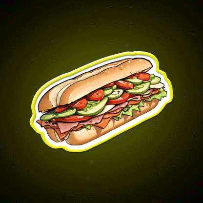 Foot Long Sandwich Fast Food Led Neon Sign For Burger Place Rgb Color - Custom LED neon sign front view