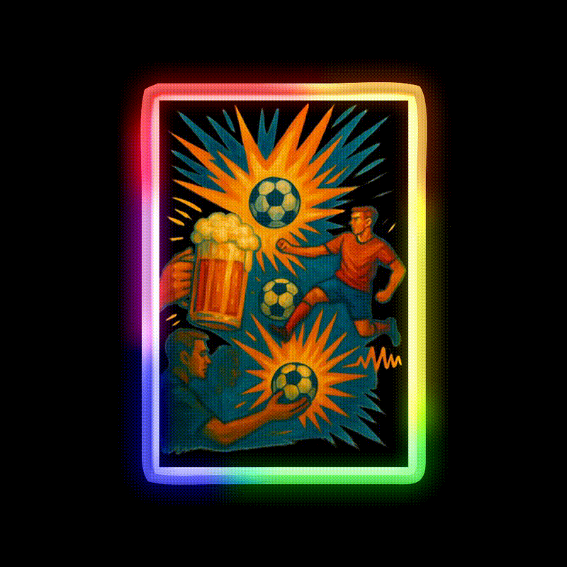 Football And Beer Bar Decor Led Neon Sign Rgb Color - LED neon sign close-up detail