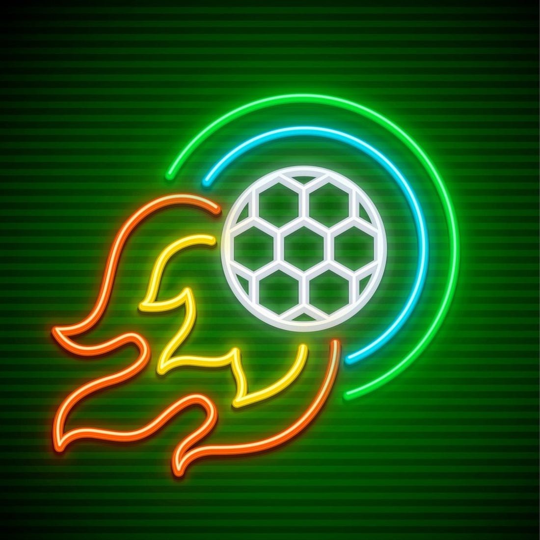 Football Ball Flying And Burn Led Sign Business Neon Sign - Shineneon
