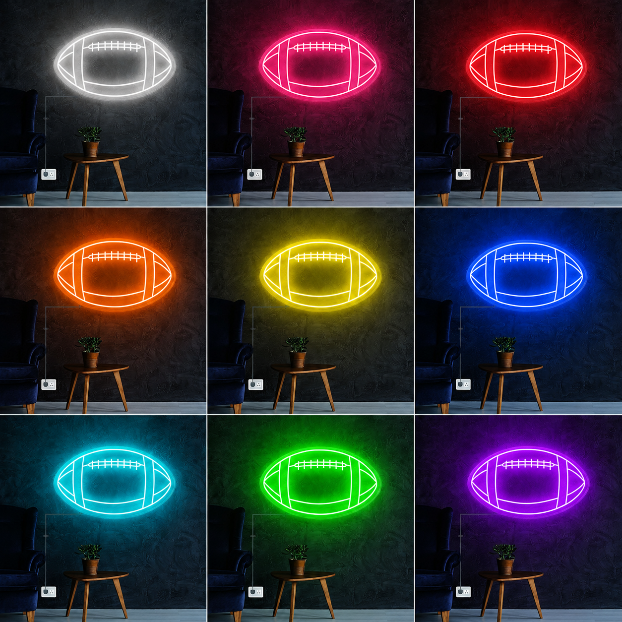 Football Decor Wall Decor LED Neon Sign color grid