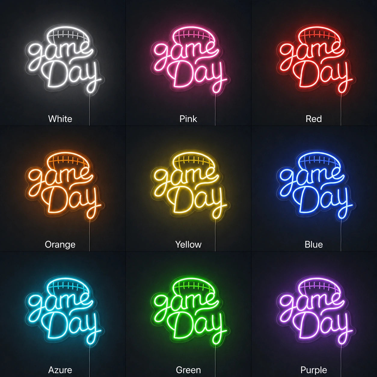 Football Game Day LED Neon Sign day and night comparison