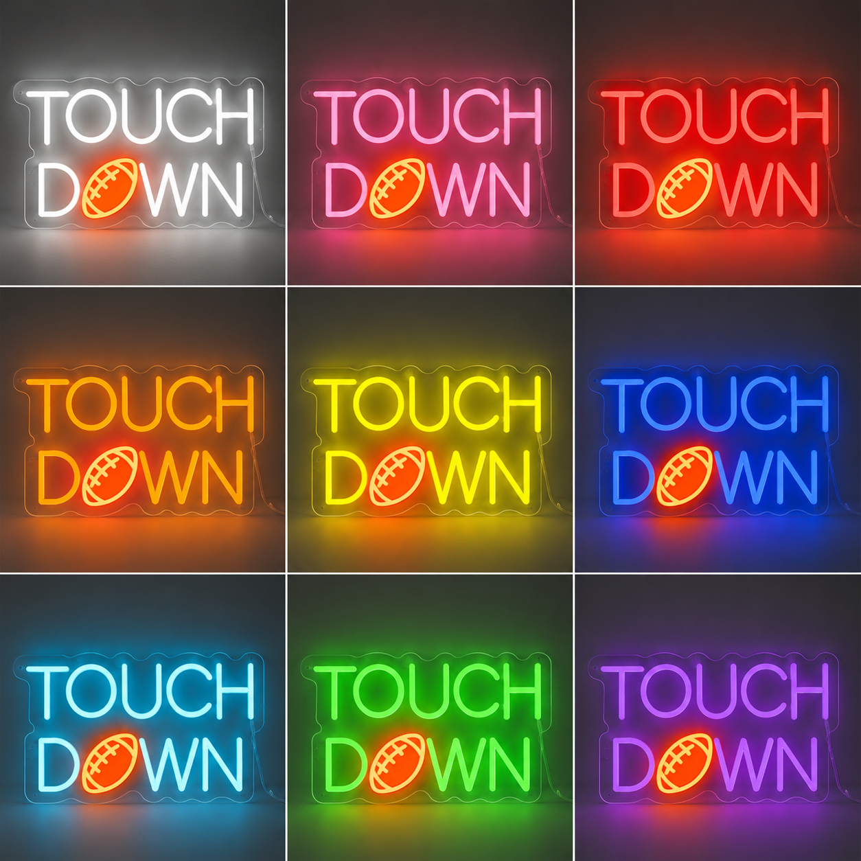Football Game Room LED Neon Sign color grid