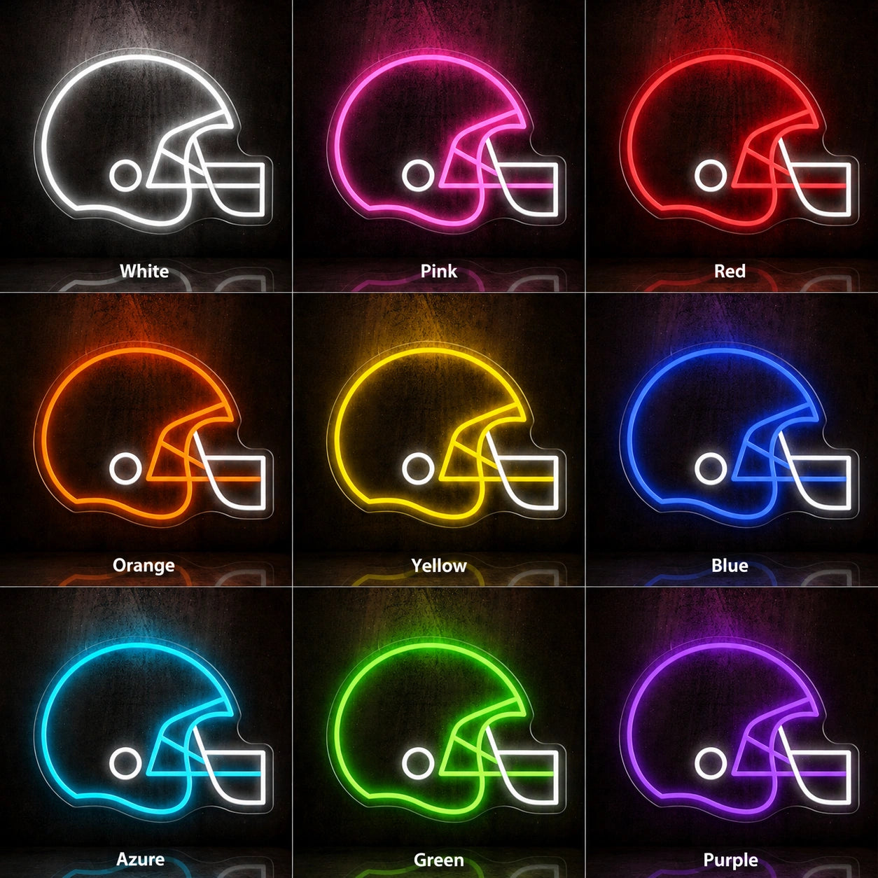 Football Helmet LED Neon Sign Man Cave Neon Sign day and night comparison