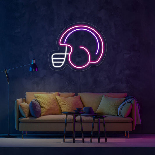 Football Player Helmet Neon Sign