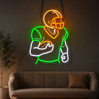 Football Player Holding Ball LED Neon Sign color grid