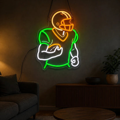 Football Player Holding Ball LED Neon Sign - Shineneon