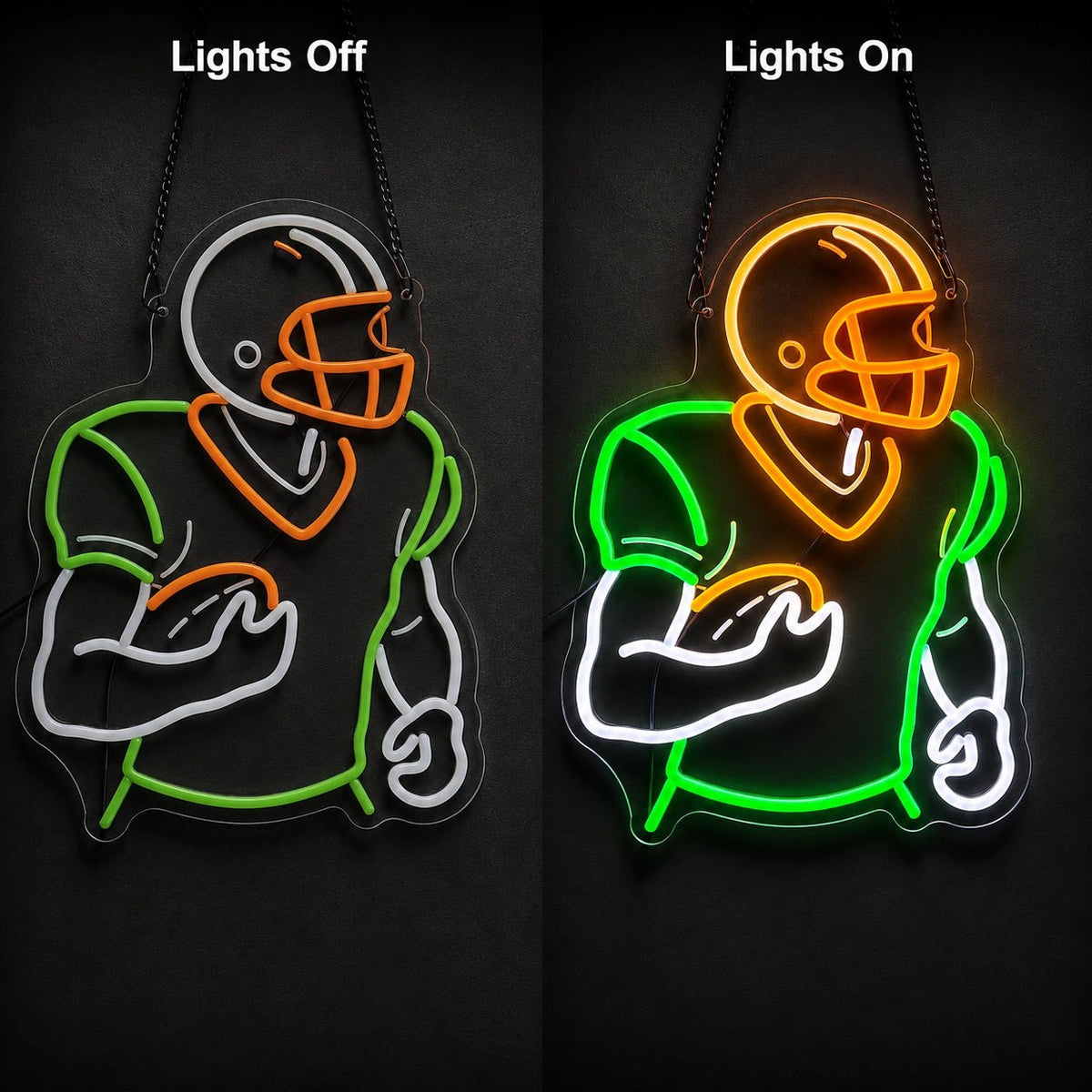 Football Player Holding Ball LED Neon Sign - Shineneon