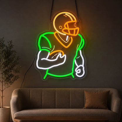 Football Player Holding Ball LED Neon Sign - Shineneon