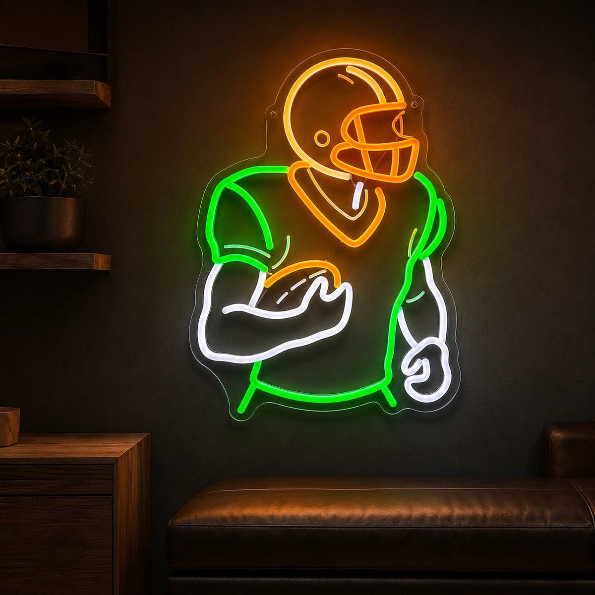 Football Player Holding Ball LED Neon Sign - Shineneon
