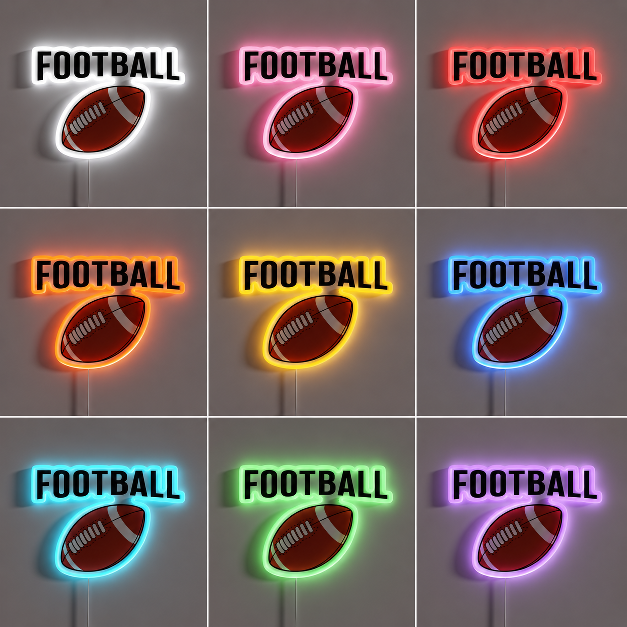 Football Practice Room LED Neon Sign color grid