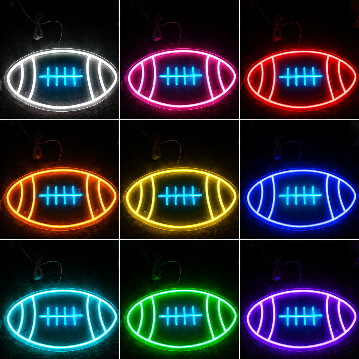 Football Sports Room LED Neon Sign color grid