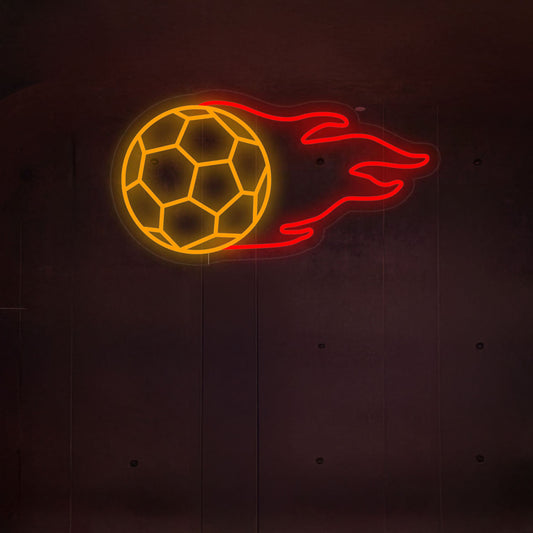 Football With Flame Neon Sign