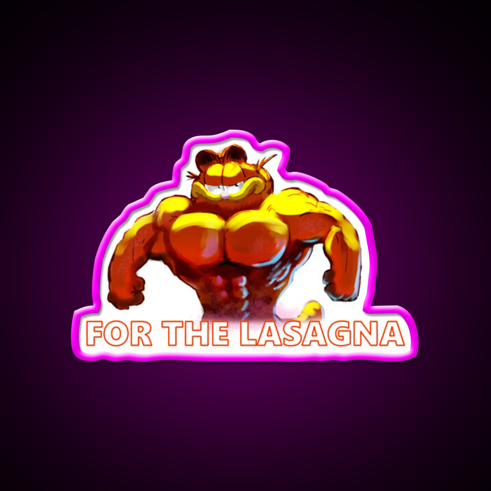 For The Lasagna Buff Garfield Gym Fitness Led Neon Sign Rgb Color