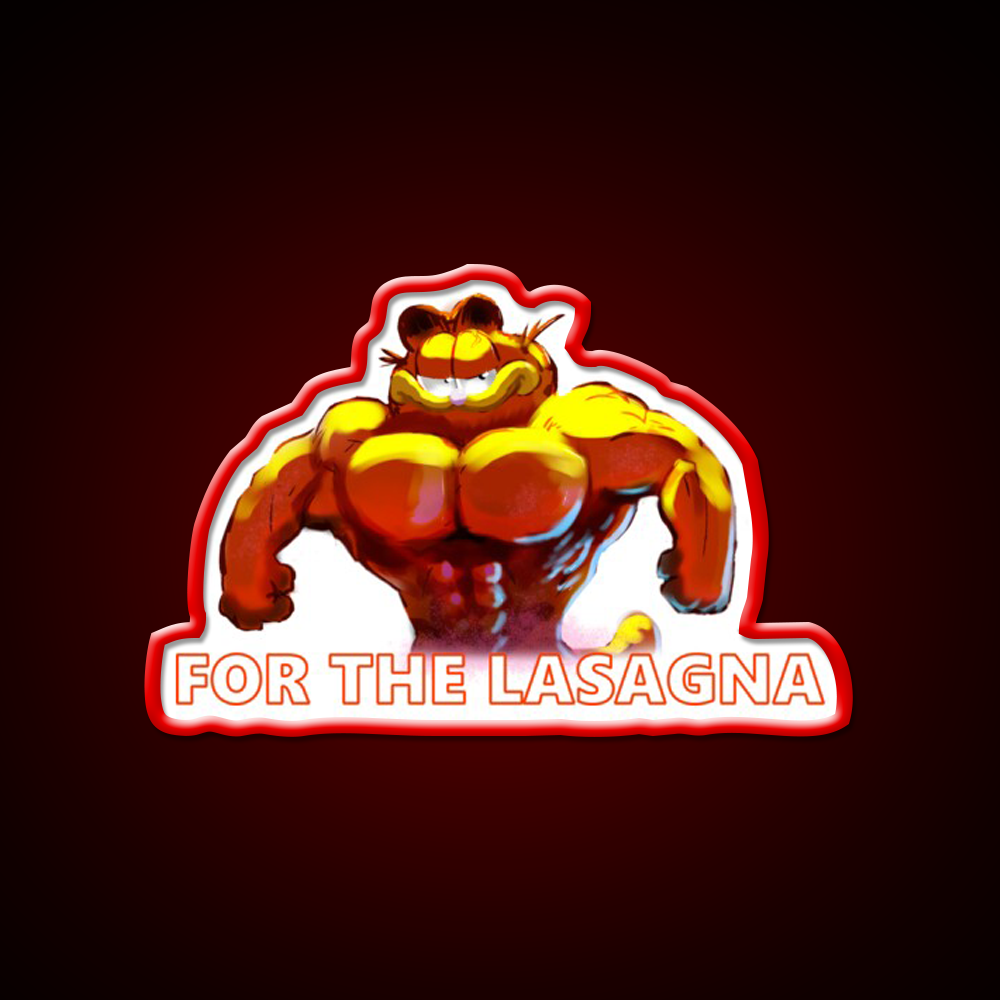 For The Lasagna Buff Garfield Gym Fitness Led Neon Sign Rgb Color