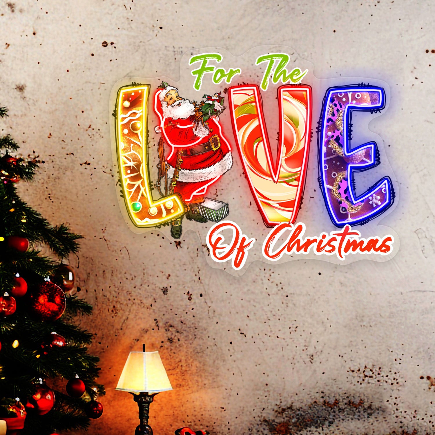 For The Love Of Christmas Acrylic Led Neon Sign | Shineneon