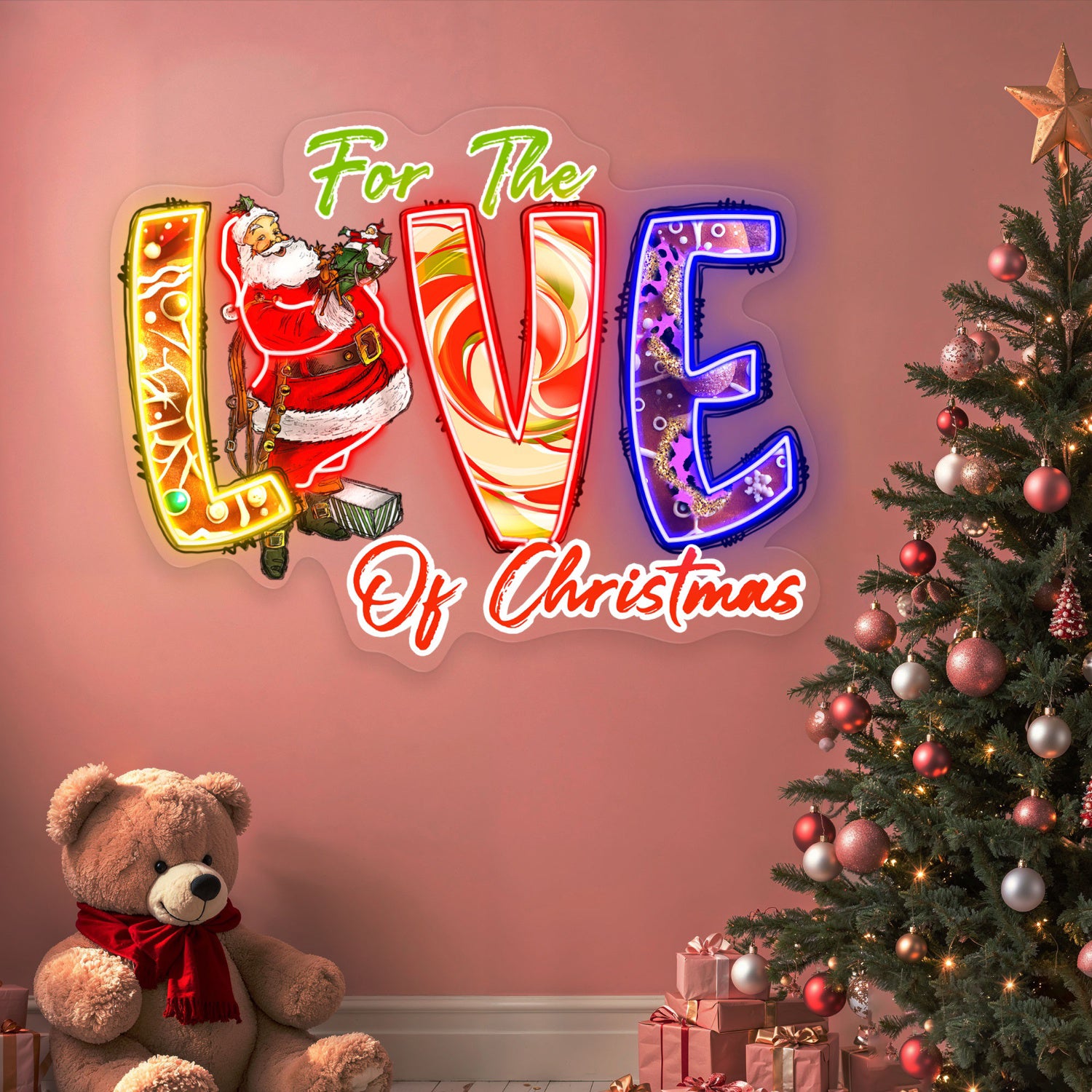 For The Love Of Christmas Acrylic Led Neon Sign | Shineneon