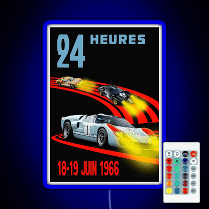 Ford Gt40 Mk2 1st 2nd 3rd 24 Hours 1966 Rgb Led Neon Sign Pop Wall Art