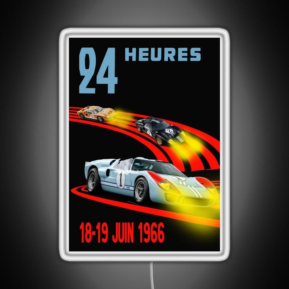 Ford Gt40 Mk2 1st 2nd 3rd 24 Hours 1966 Rgb Led Neon Sign Pop Wall Art - Shineneon