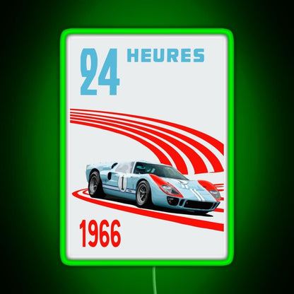 Ford Gt40 Mk2 Ken Miles 24 Hours 1966 Ford Rgb Neon Sign - Shineneon