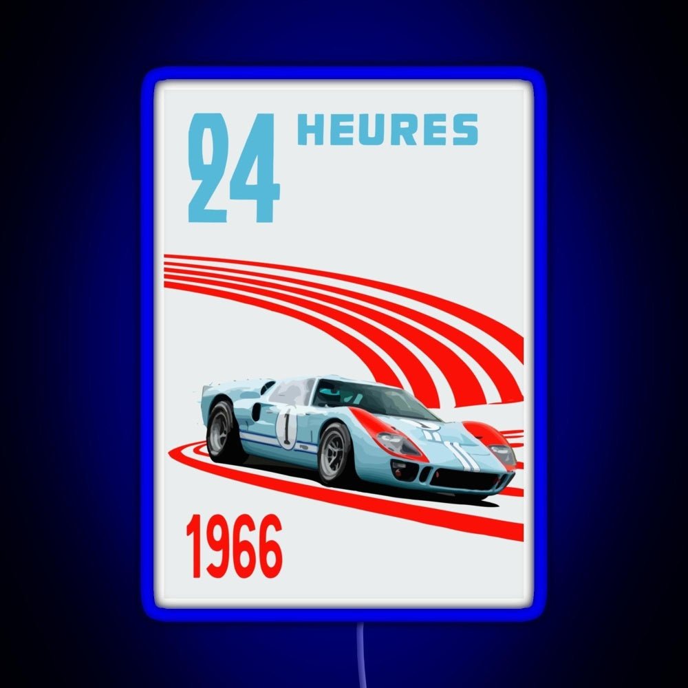 Ford Gt40 Mk2 Ken Miles 24 Hours 1966 Ford Rgb Neon Sign - Shineneon