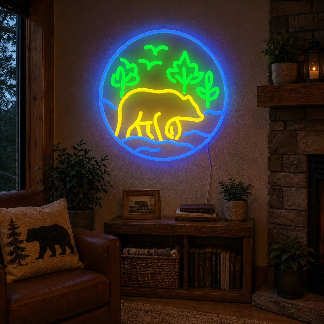 Forest Bear Lodge Neon Sign LED Neon Sign real lifestyle scene