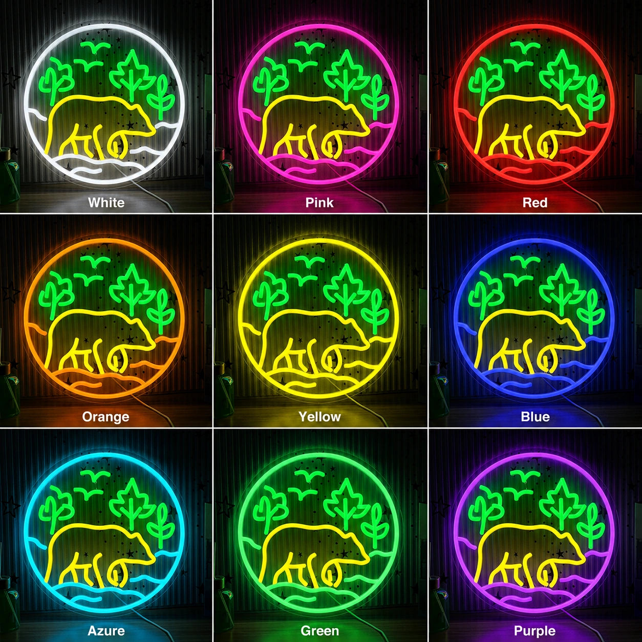 Forest Bear Lodge Neon Sign LED Neon Sign color grid