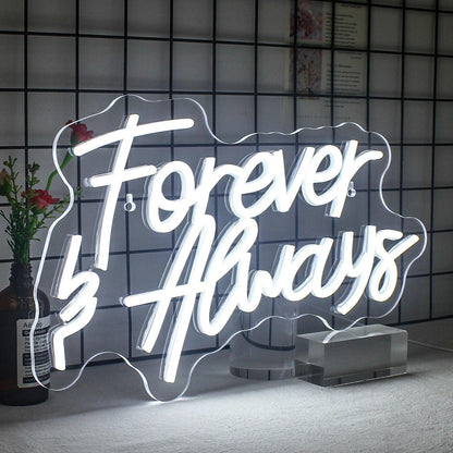 Forever And Always White Glow Led Neon Sign For Home Cafe Studio Decor | Shineneon