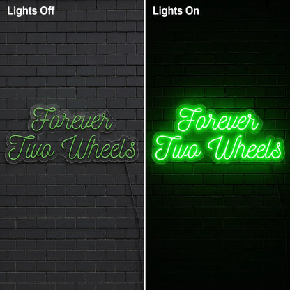 Forever Two Wheels Neon Sign LED Neon Sign day and night comparison