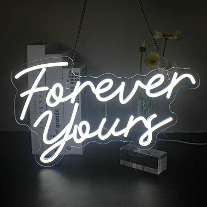 Forever Yours White Script Led Neon Sign For Romantic Bedroom Home Decor | Shineneon