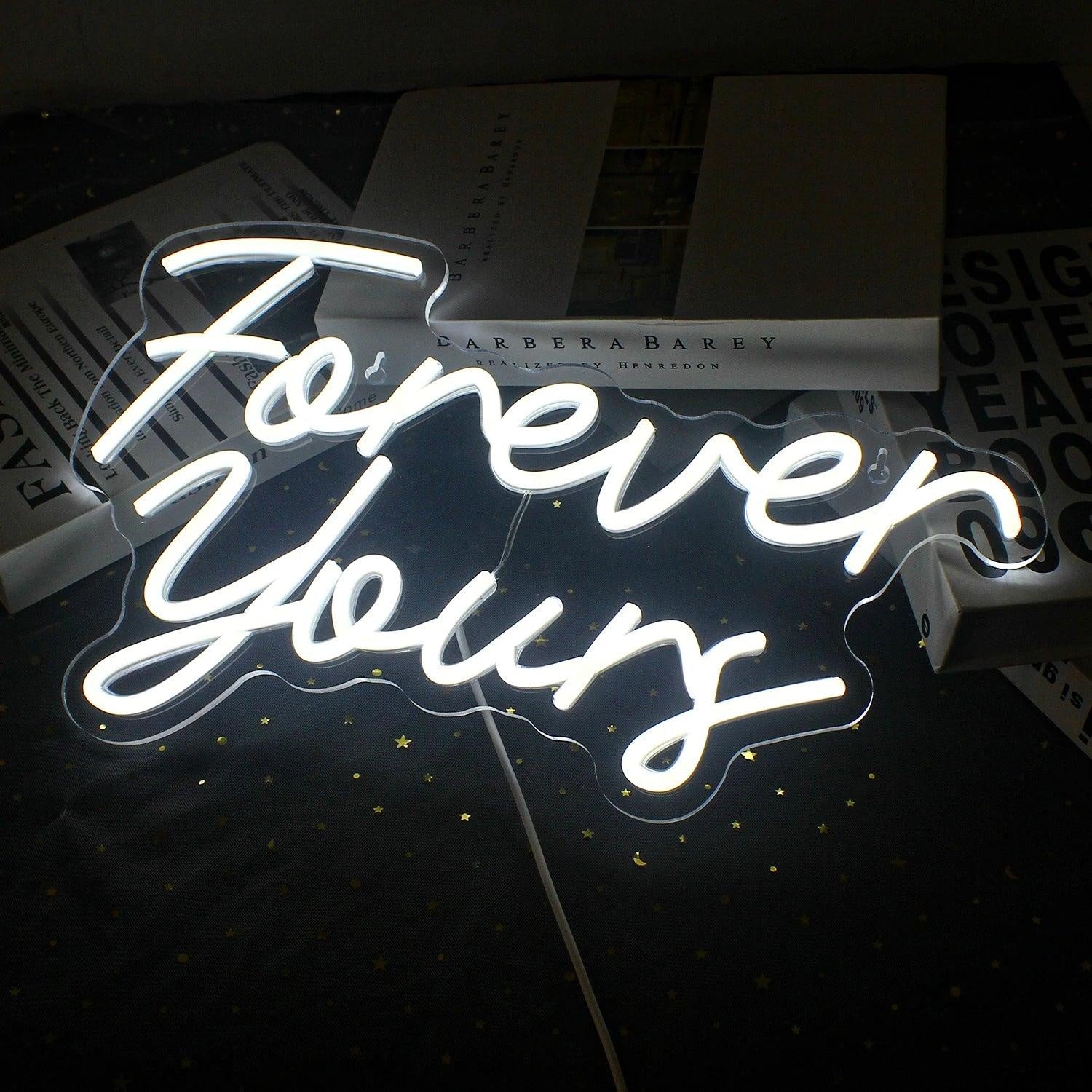 Forever Yours White Script Led Neon Sign For Romantic Bedroom Home Decor | Shineneon