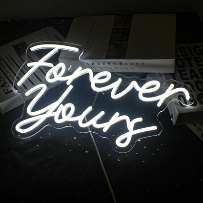 Forever Yours White Script Led Neon Sign For Romantic Bedroom Home Decor | Shineneon