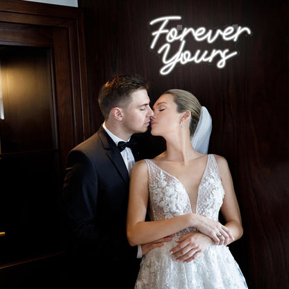 Forever Yours White Script Led Neon Sign For Romantic Bedroom Home Decor | Shineneon