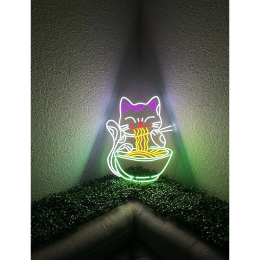 Fortune Cat Ramen Led Sign Business Neon Sign