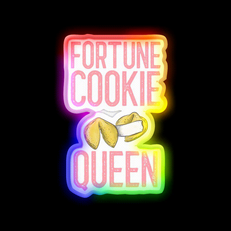 Fortune Cookie Queen Fortune Cookie Gift Led Neon Sign Chinese Food Rgb Color