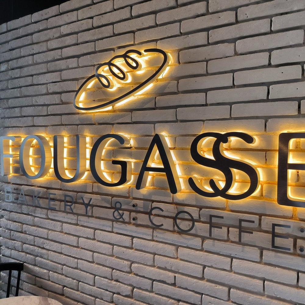 Fougassb Bakery Coffee 3D Backlit Channel Letters Led Light Sign