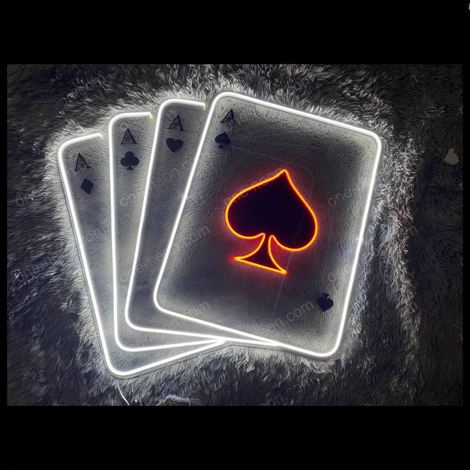 Four Aces Poker Red White Led Neon Sign For Game Room And Bar Decor | Shineneon