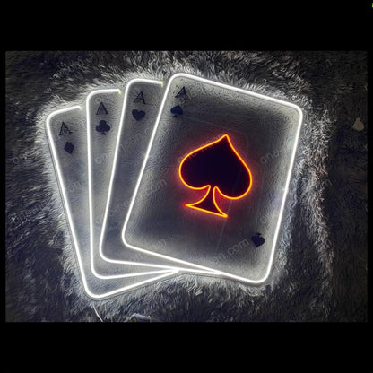 Four Aces Poker Red White Led Neon Sign For Game Room And Bar Decor | Shineneon