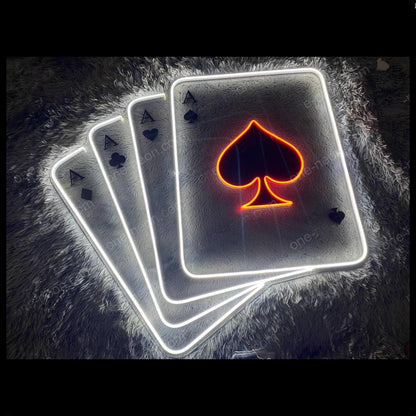 Four Aces Poker Red White Led Neon Sign For Game Room And Bar Decor | Shineneon