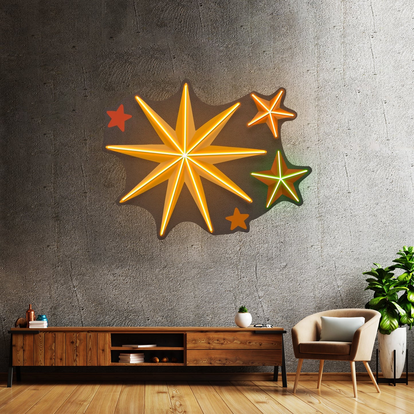 Four Christmas Symbols Led Neon Sign Artwork