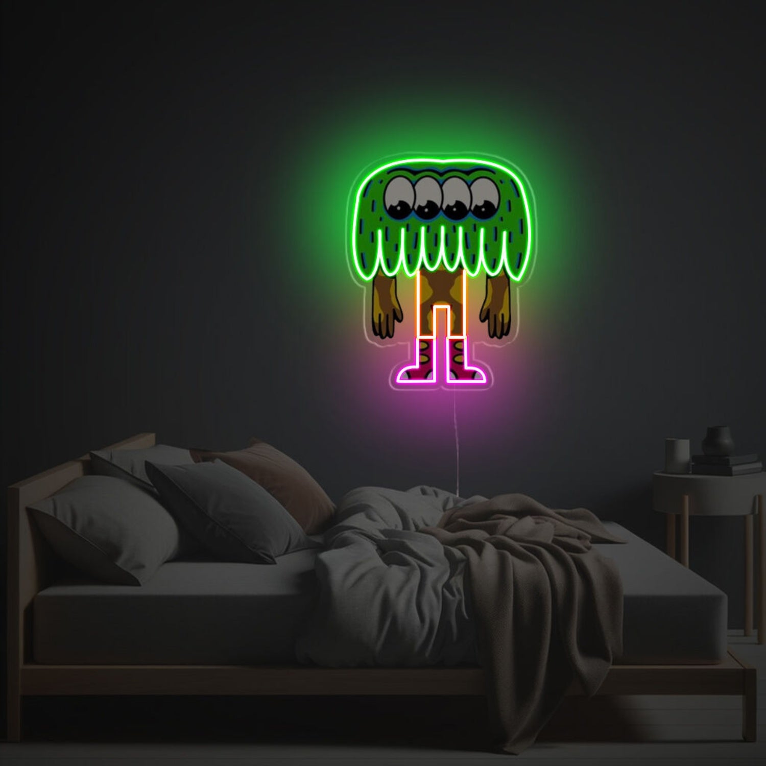 Four-Eyed Green Guy Led Neon Acrylic Artwork | Shineneon