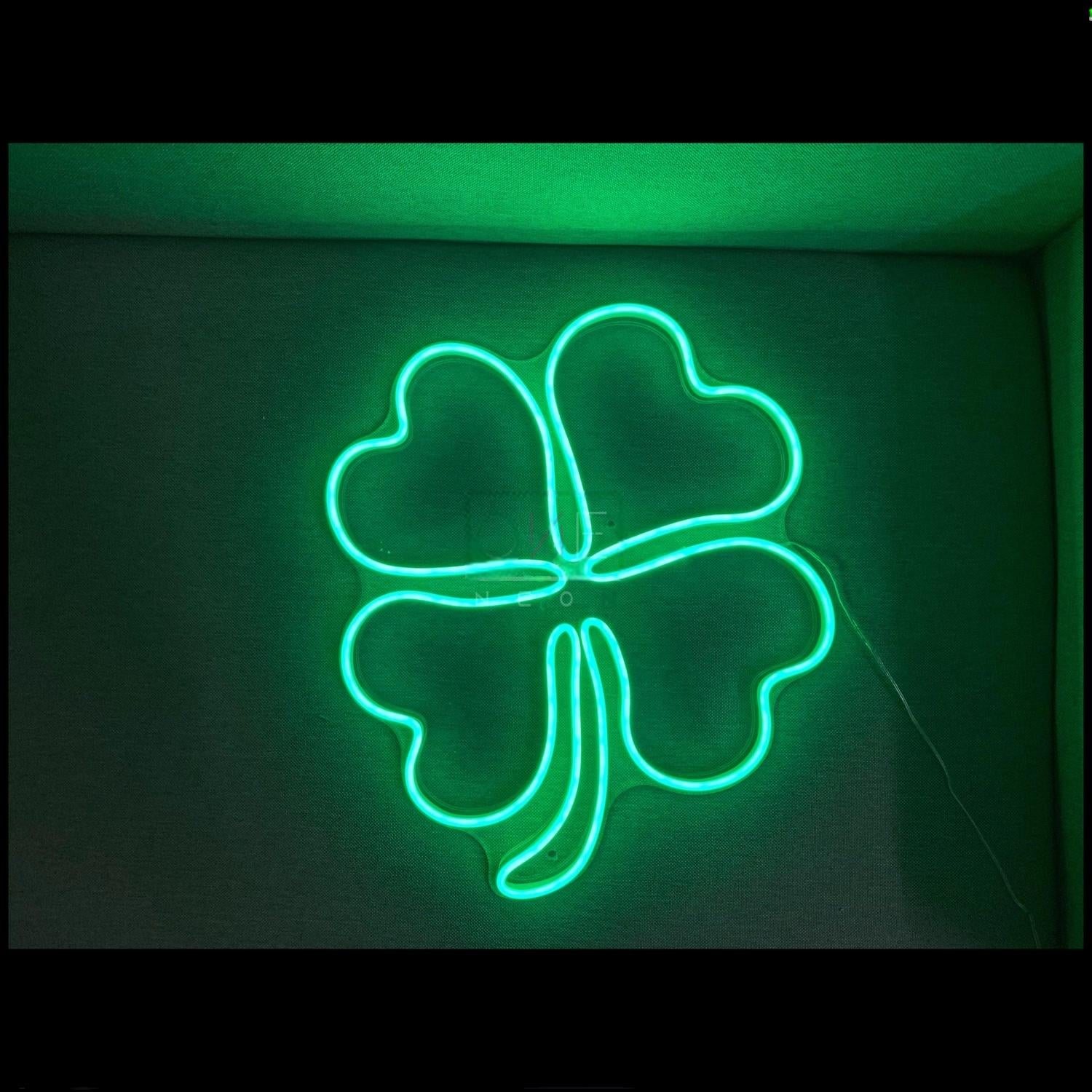 Four-Leaf Clover Green Led Neon Sign For Home Bar And St Patricks Day Decor | Shineneon