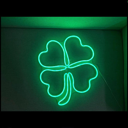 Four-Leaf Clover Green Led Neon Sign For Home Bar And St Patricks Day Decor | Shineneon
